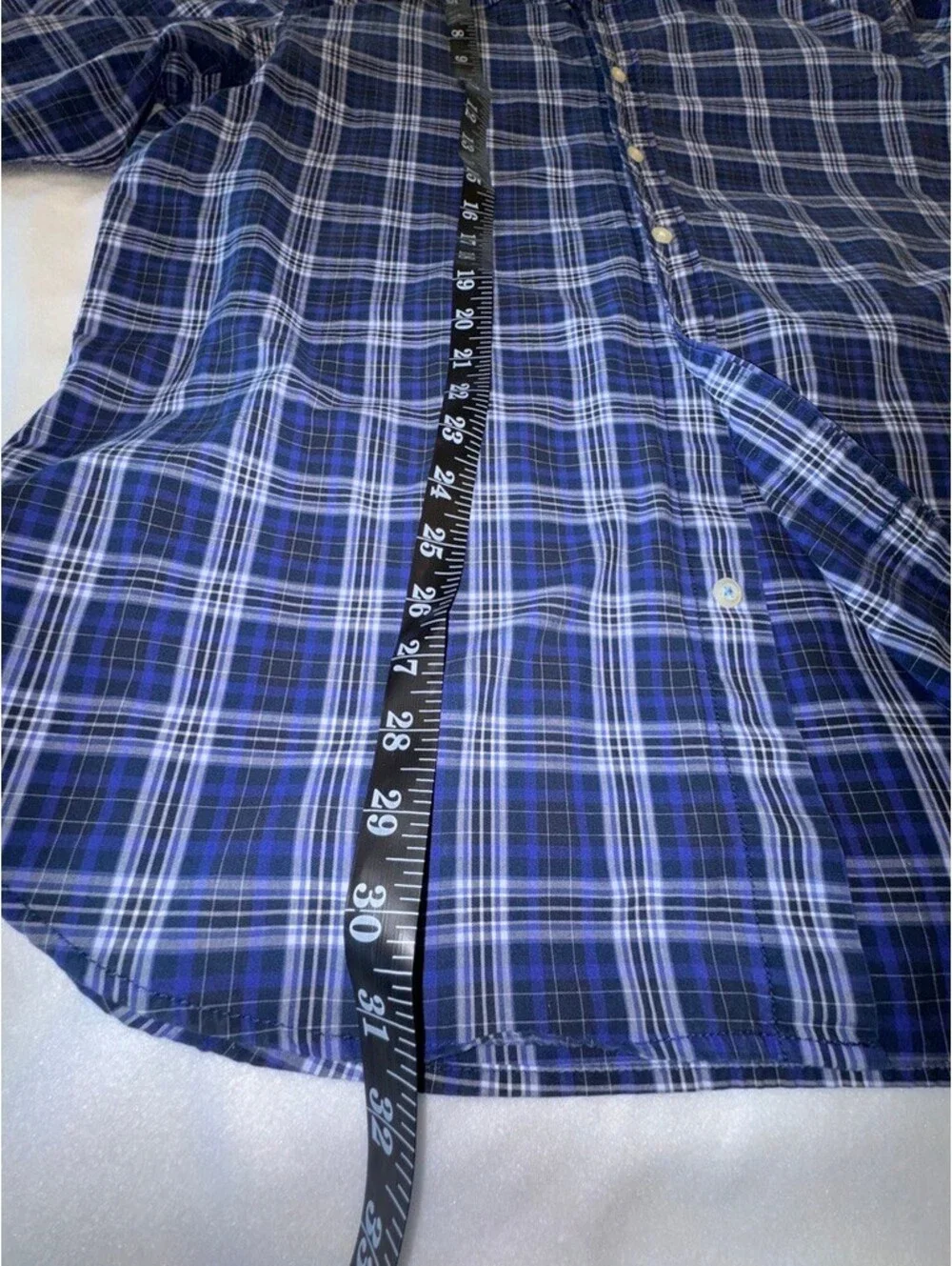 Banana Republic Grant Fit Custom 078 Wash Men's XL Blue Plaid Button-Down Shirt